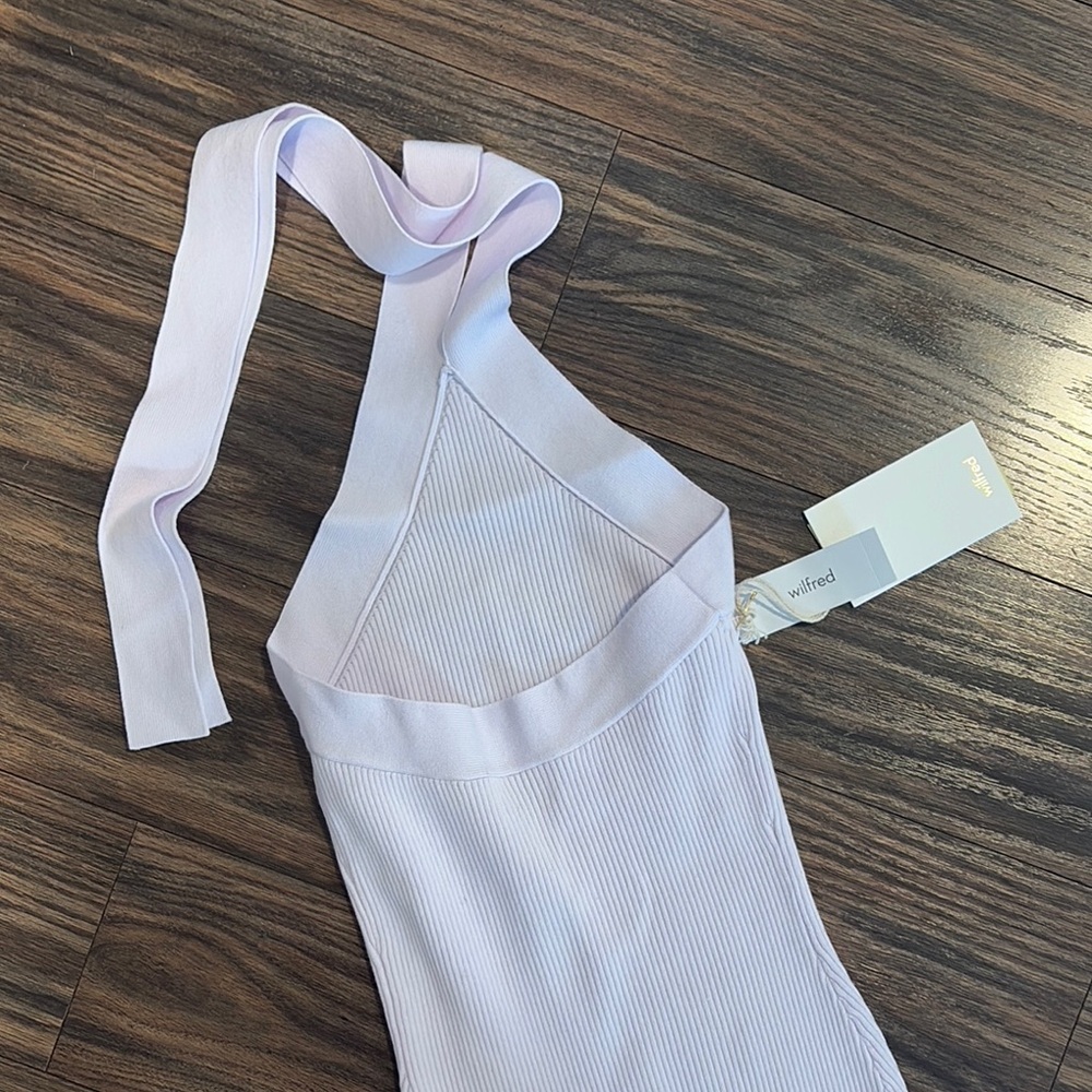 NWT- Elegant Lavender One-Shoulder Dress by Wilfred (Aritzia) size 2/XS - Picture 7 of 8